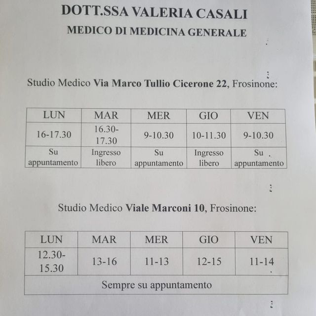 Valeria Casali, medico di medicina generale Frosinone