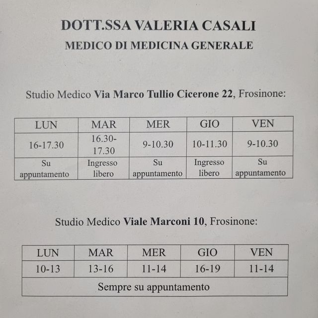 Valeria Casali, medico di medicina generale Frosinone
