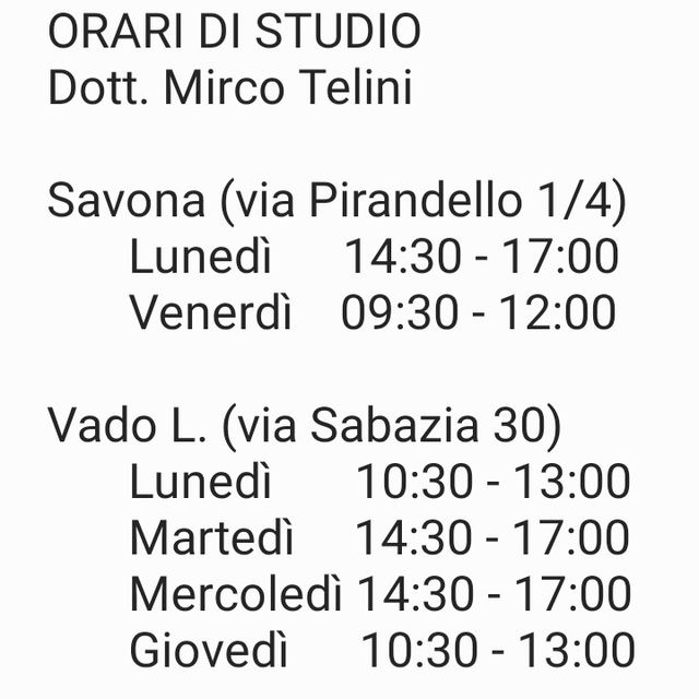 Mirco Telini, Pediatra di Libera Scelta Vado Ligure