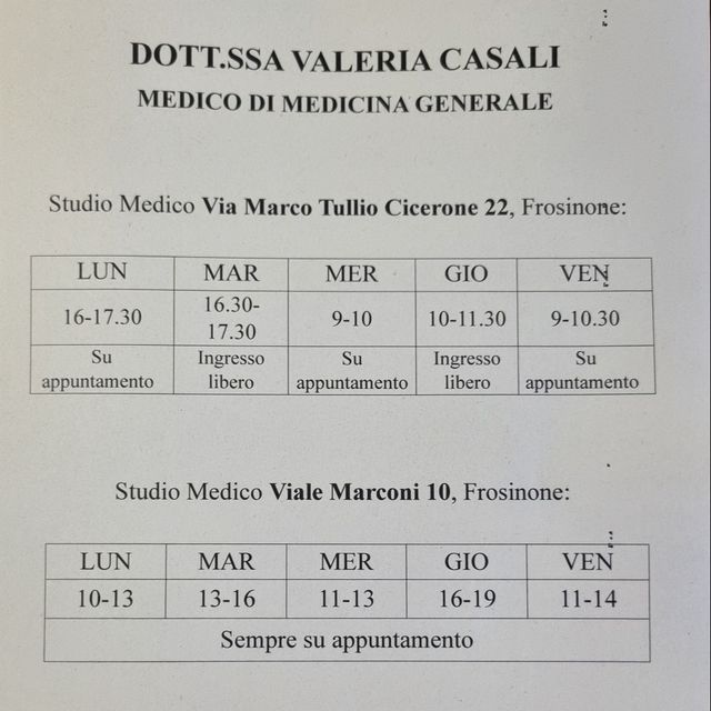 Valeria Casali, medico di medicina generale Frosinone
