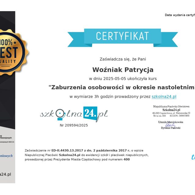 Powiększ obraz: certificate 9