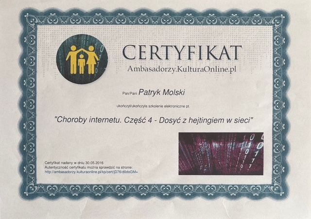 Powiększ obraz: certificate 70