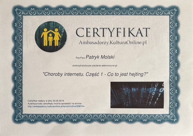 Powiększ obraz: certificate 110