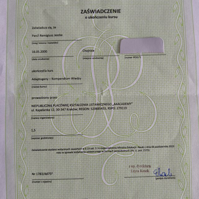Powiększ obraz: certificate 15
