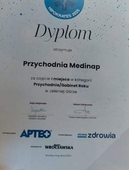 Powiększ obraz: Specjalistyczny Gabinet Prywatny Jolanta Zwolan.  Przychodnia lekarska Medinap NZOZ "NA LETNIEJ” Jelenia Góra.