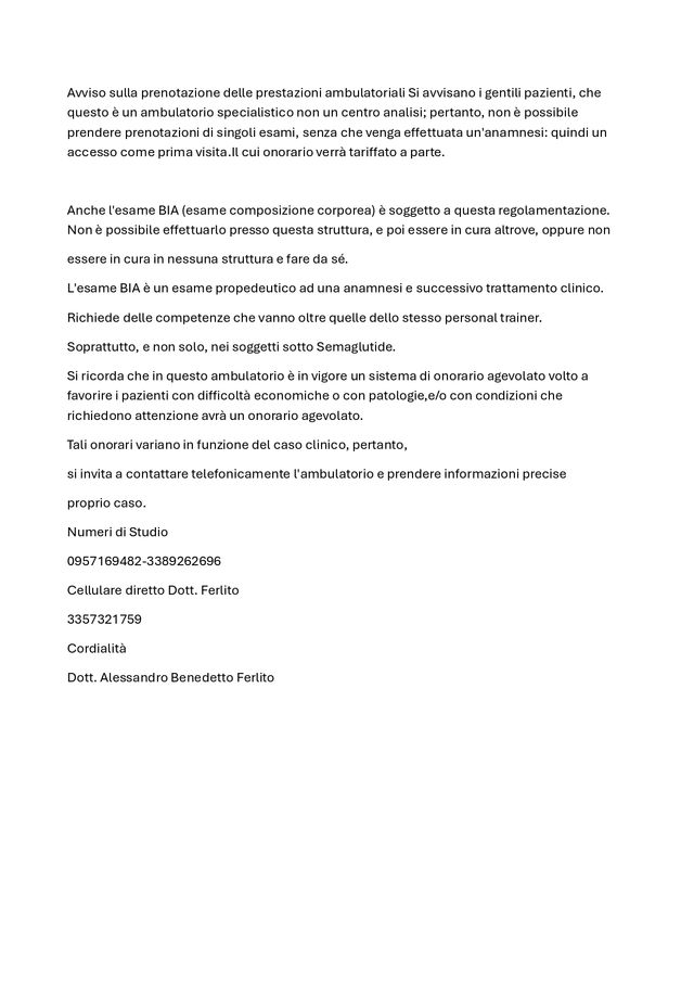 Ingrandire l'immagine: STUDIO NUTRIZIONE CLINICA-NUTRIZIONE BARIATRICA-BIONUTRIZIONE-ALLERGIE ED INTOLLERANZE ALIMENTARI DOTT. A. B. FERLITO  -  TEL. 0957169482 CELL. 3357321759