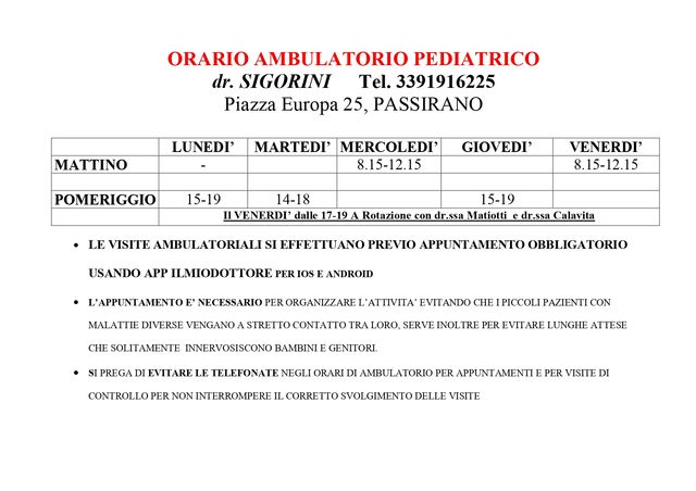 Ambulatorio Pediatrico dott Mauro Sigorini