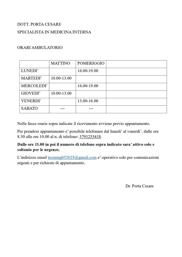 Ingrandire l'immagine: Ambulatorio Medico Dott. Cesare Porta