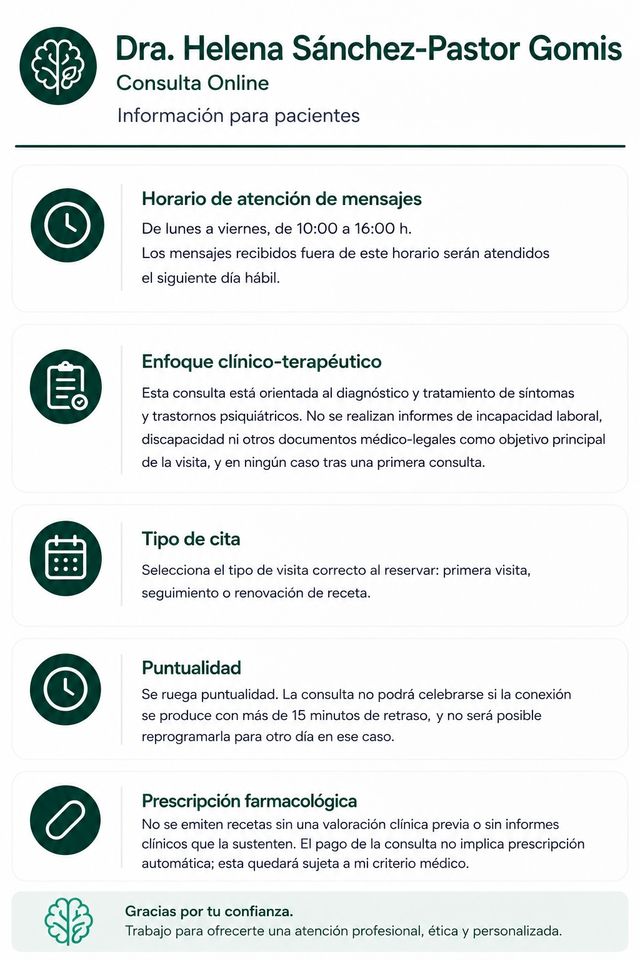 Acercar imagen: Dra. Helena Sánchez-Pastor Gomis  - Consulta online