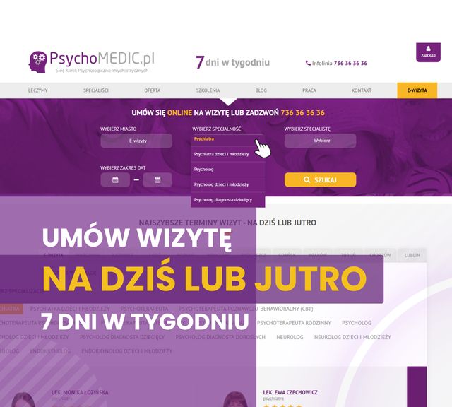 Powiększ obraz: PsychoMedic.pl Klinika Psychologiczno-Psychiatryczna Poznań ul. Głogowska 146 (Grunwald)