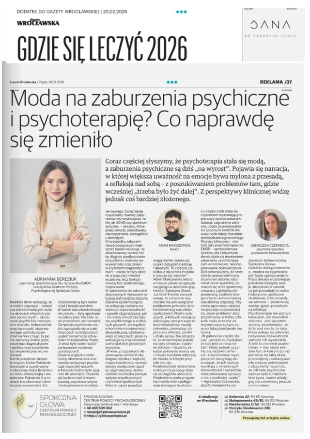 Powiększ obraz: Spokojna Głowa. Centrum Pomocy Psychologicznej.