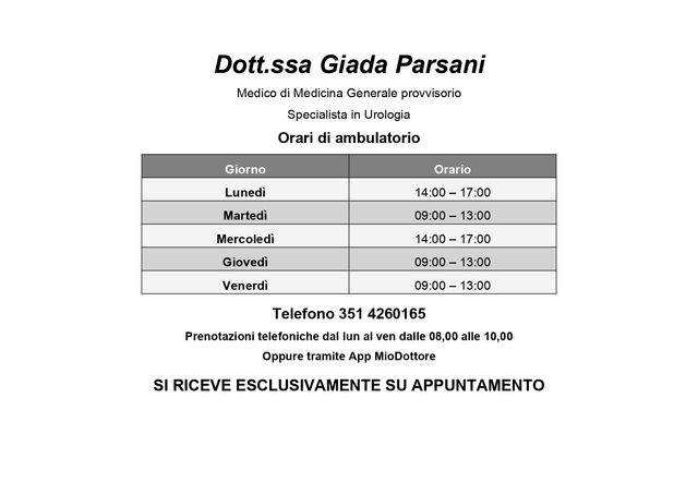 Ingrandire l'immagine: Dott.ssa Giada Parsani