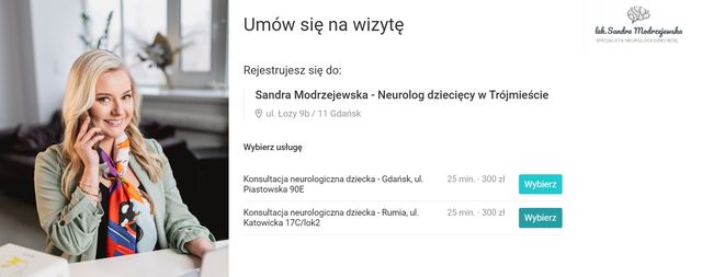 Powiększ obraz: Gdańsk |  Sandra Modrzejewska - neurolog dziecięcy w Trójmieście | rejestracja online: sandramodrzejewska.pl